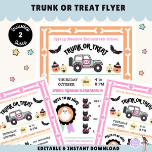 Trunk or Treat Flyer | Editable Trunk or Treat Sign | Trunk or Treat Decorating Contest | Printable  | Kids Halloween Party