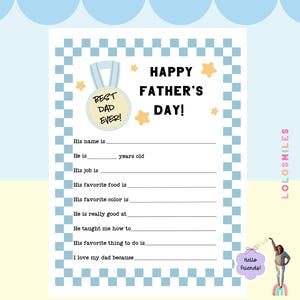 Alles over mijn vader-activiteit, direct downloaden, invulbaar werkblad, voorschoolse papa-activiteit, vaderdagcadeau van kinderen
