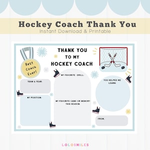 Entraîneur de hockey Merci imprimable, cadeau d'entraîneur de hockey, carte de remerciement d'entraîneur de hockey du joueur, modèle de hockey, téléchargement immédiat