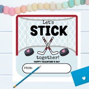 Tarjetas de San Valentín de hockey, tarjetas de San Valentín imprimibles de hockey, tarjetas de San Valentín para niños hechas a mano, San Valentín deportivo