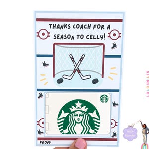 Porte-cartes cadeau entraîneur de hockey imprimable par un joueur, idée cadeau pour le personnel d'entraîneurs, enfants et parents, appréciation d'entraîneur sportif