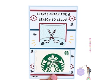 Porte-cartes cadeau entraîneur de hockey imprimable : remerciement au joueur (téléchargement PDF)