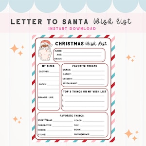 Brauner Weihnachtsbrief, Brief an Santa DRUCKBAR, Kinderweihnachtsliste, Füllen Sie den leeren Brief an Santa aus, Brief an Santa-Vorlage