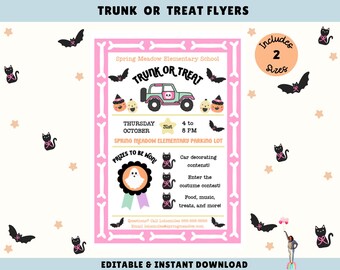 Trunk or Treat Flyer: Editable Halloween Party Sign (Digital Download)
