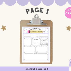 Substitute Teacher Report, Printable Note for Teachers, Substitute Teaching Resources, Classroom Decor