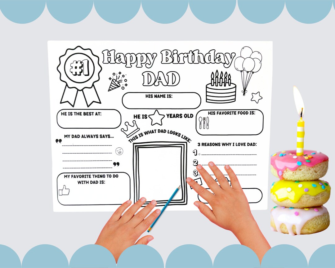 Happy Birthday Dad Coloring Page, All About Dad Worksheet, Dad Birthday ...