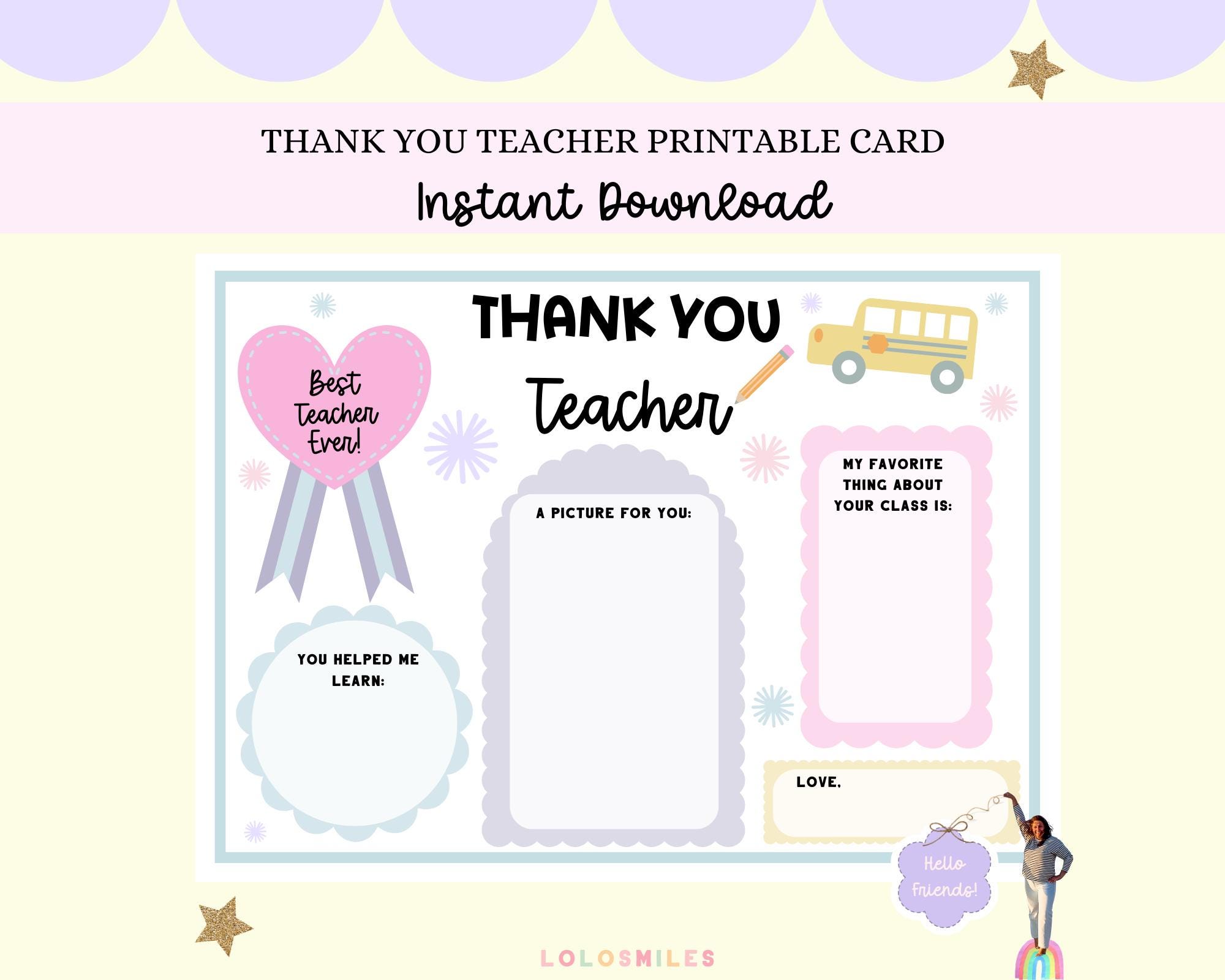 先生への感謝状（印刷可能）：学年末の生徒への手紙（PDFダウンロード） - Etsy 日本, image size:2000x1600