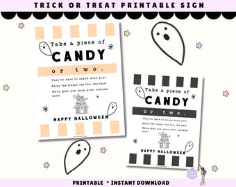 Printable Halloween Candy Sign: Spooky Ghosts, Haunted House (PDF Download)