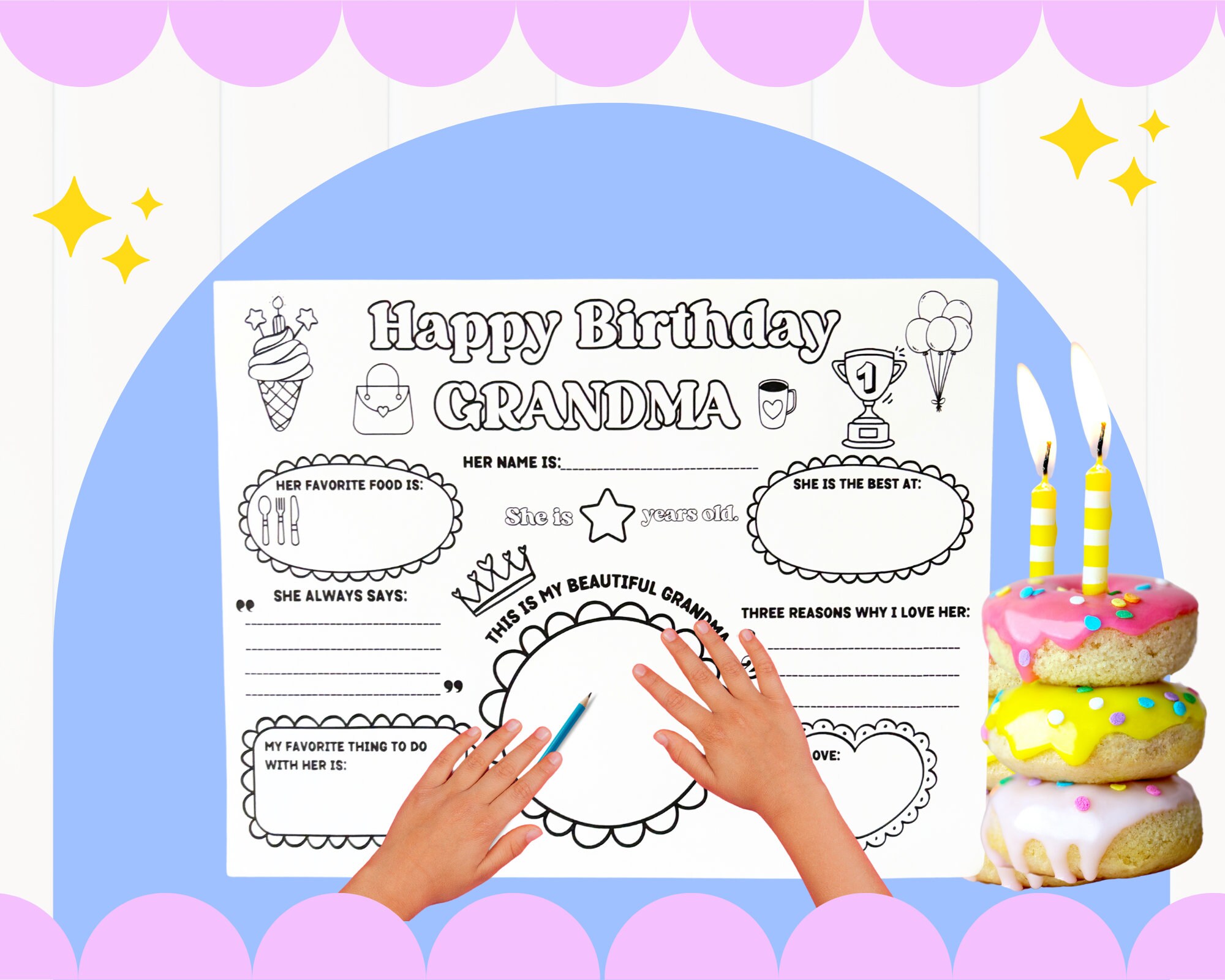 Happy Birthday Grandma Card Printable, Grandma Printable Coloring Page ...