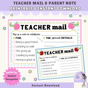 Student Behavior Communication Notes for Teachers, Teacher Parent Communication Log, Classroom Management Tools, Happy Mail Printable