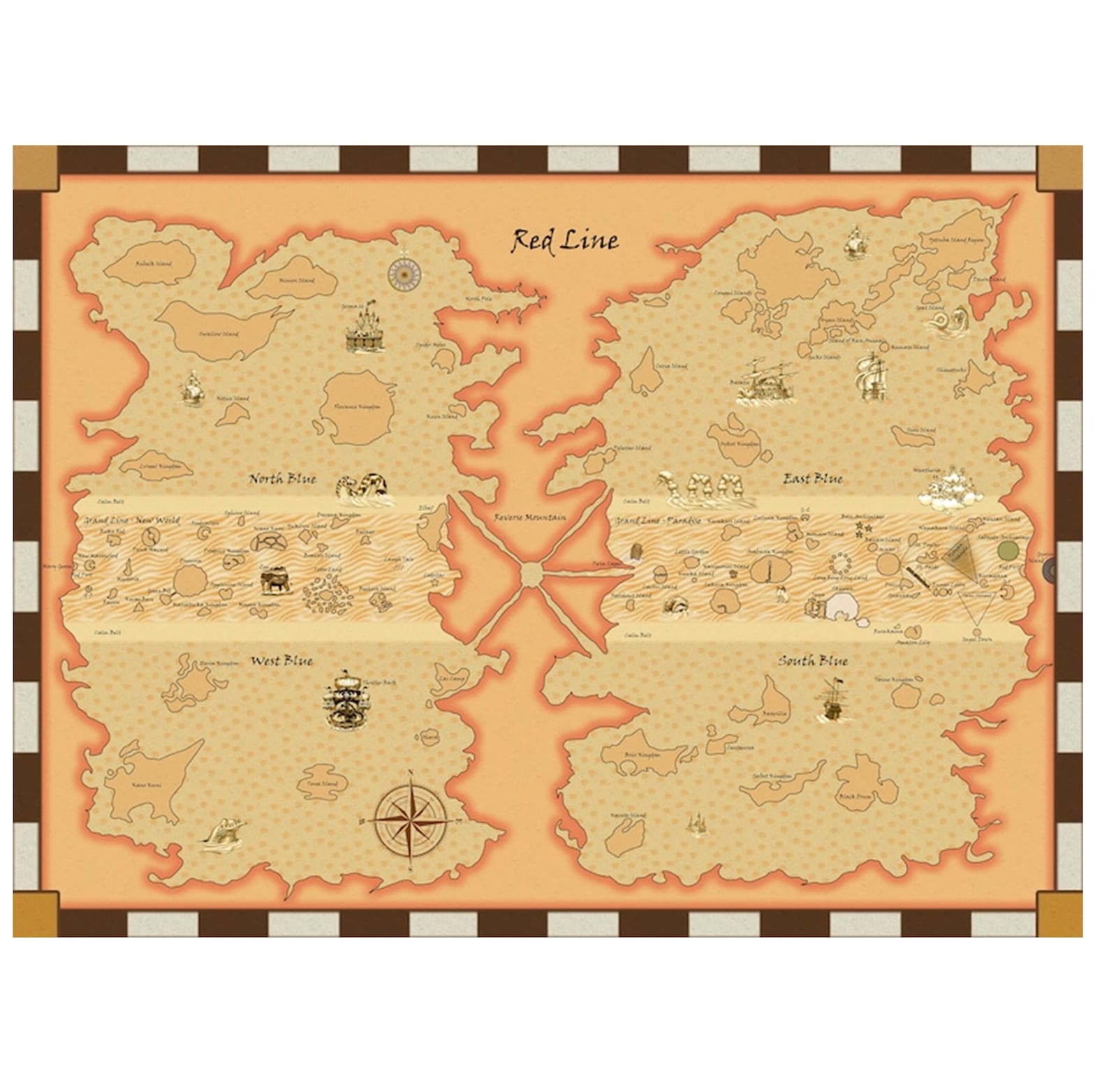 One Piece World Map Poster Etsy