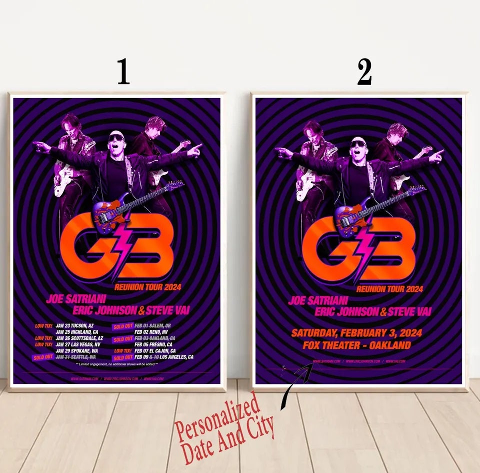 Joe Satriani Guitars G3 Reunion Tour 2024 Poster sold by Resulting_Gull