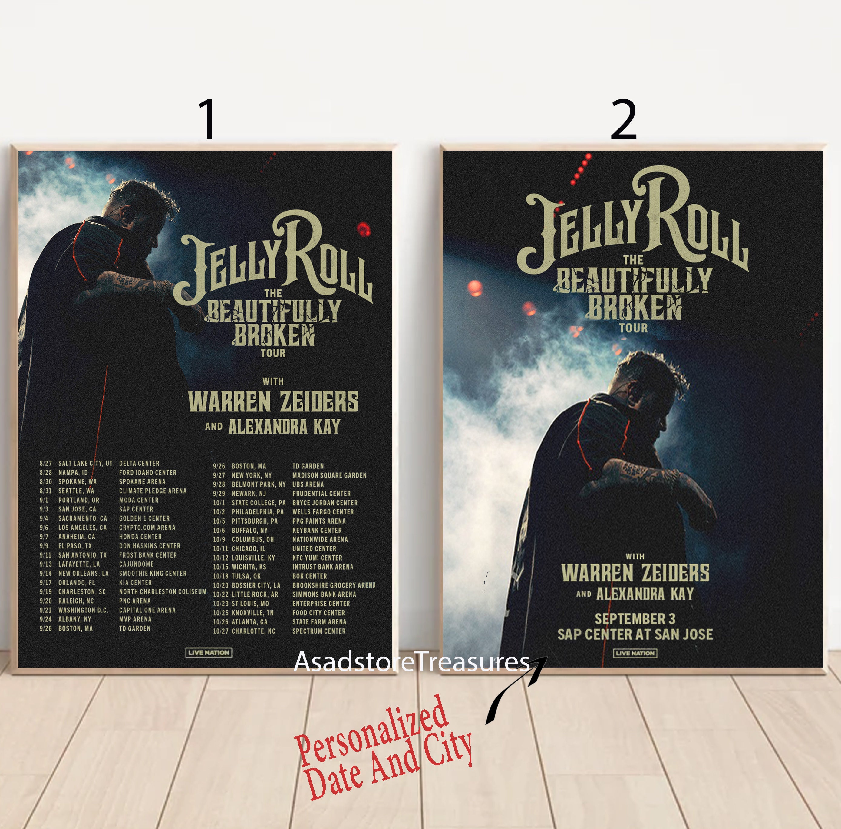 Custom Jelly Roll The Beautifully Broken Tour 2024 Poster sold by Berta