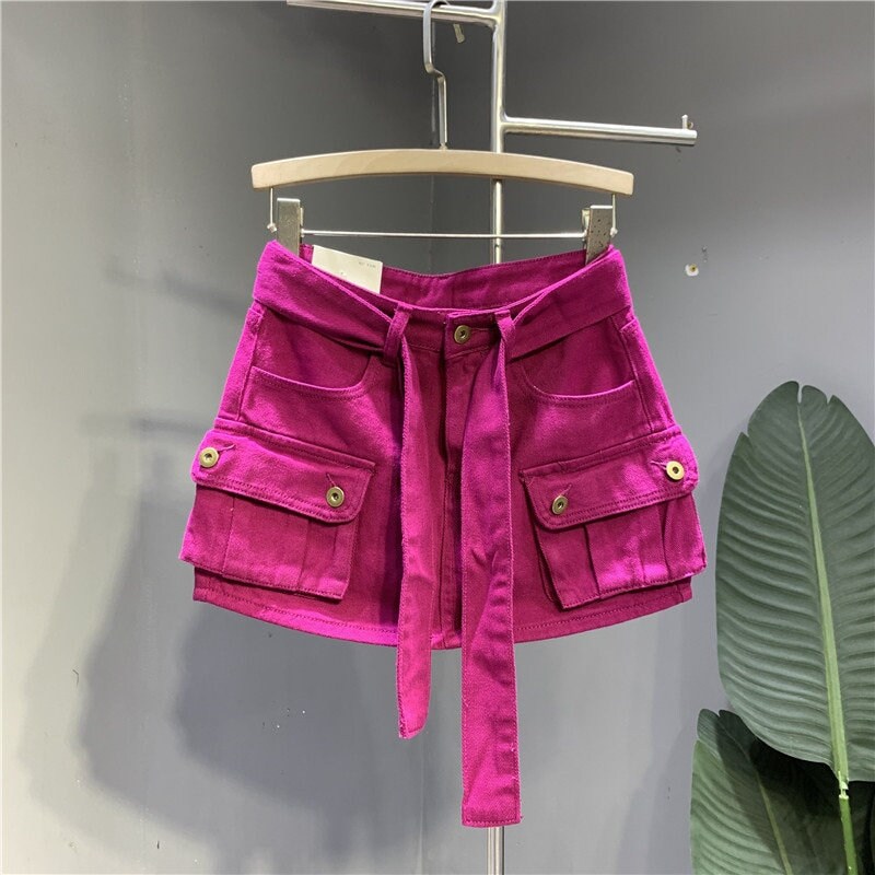 Neon Pink High Rise Denim Shorts - FINAL SALE – Mesh