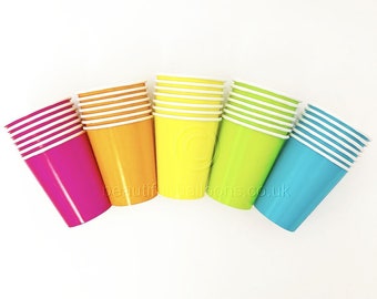 35 x Neon Rainbow Paper Party Cups