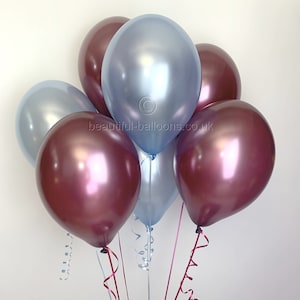Claret & Pale Blue Latex Balloons, 30 flat balloons West Ham Aston Villa Football