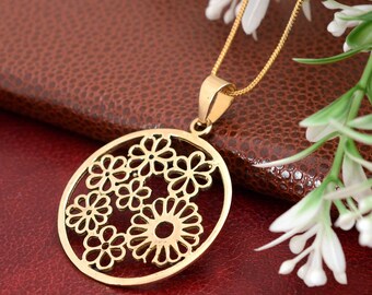 Flower of Life Necklace, Gold Flower of Life Jewelry, Gift for Her, Gift for Yoga, Spiritual Charm , Brass Pendant, Bohomian Jewelry