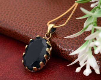 Genuine Black onyx necklace Onyx Pendant necklace for women Handmade Gold necklace Black gemstone pendant necklace Bridesmaid gift