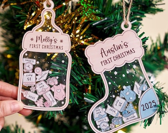 2025 Baby's First Christmas Ornament, Custom 4D Shaker Baby Ornament, Baby's Name Holiday Keepsake, Christmas Tree Decoration, Newborn Gift