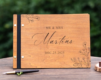 Livro de assinaturas de casamento personalizado em madeira, livro de assinaturas rústico personalizado para recepção, álbum de fotos de assinaturas, lembrança de casamento em madeira, álbum de memórias