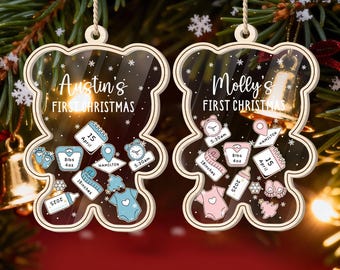 Custom Baby's First Christmas Ornament, Custom 4D Shaker Baby Ornament, Baby Holiday Keepsake, Newborn Gifts, Baby Christmas Gifts