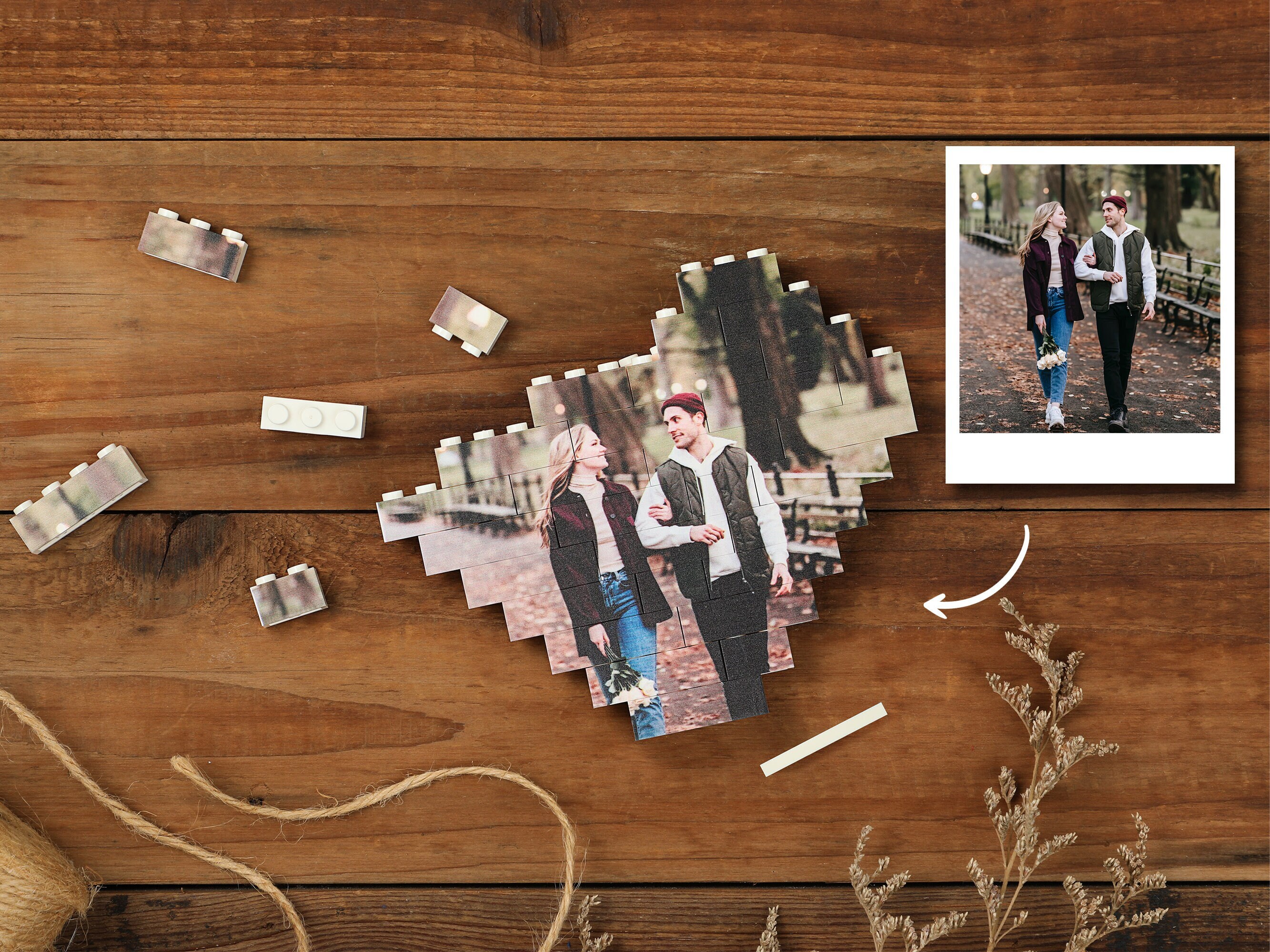 Briques Personnalisées En Forme De Cœur Avec Ta Photo | Bloc Puzzle 2 Faces, Cadeau Unique Pour Couples, Mamans, Noël Ou Saint-Valentin