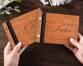 Custom Wooden Vow Books, Personalized Wedding Vow Books, Wedding Speech Notebooks for Bride & Groom, Personalized His and Hers Vow Booklets
