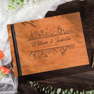 Custom Wooden Wedding Guest Book, Rustic Sign Book for Reception, Guestbook Photo Album, Wedding Keepsake, Memory Album, Anniversary Gift