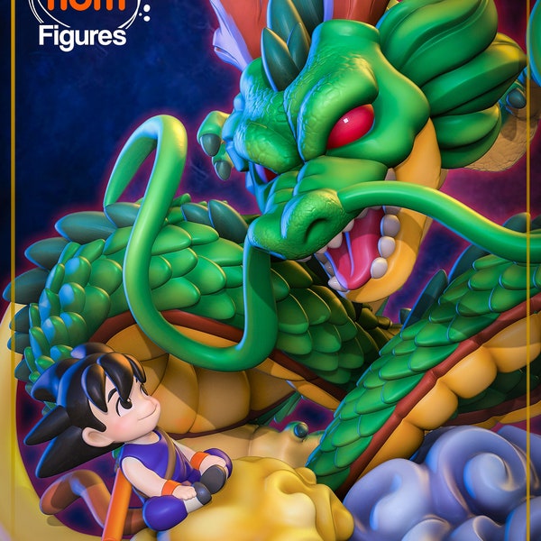 Chibi Shenron and Goku - Dragon Ball - 3D Printed Model - Nomnom Figures