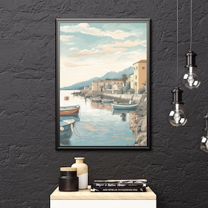 Sicily Wall Art Print, Sicily Wall Poster, Sicily Wall Art Decor, Bauhaus Print, Bauhaus Poster, Sicily Coastal Art, Sicily Travel Poster