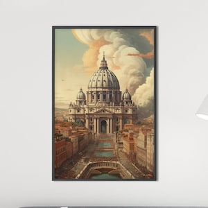 Vatican Wall Art, Vatican House Decor, Vatican Travel Poster, St. Peter&#39;s Basilica, Vatican Canvas Art Decor, Bauhaus Print, Bauhaus Poster