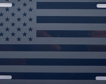 Blacked Out American Flag License Plate, Laser Engraved, Custom Option