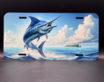 Marlin Jumping out of the water license plate