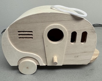 Wooden Paintable Bird House Camper