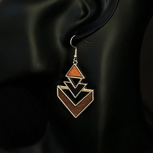 Wooden jewelry geometric, hanging earrings made of wood, natural jewelry for women, geometric earrings, hanging earrings made of wood, handmade