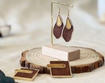 Geometric wooden earrings, geometric earrings, natural jewelry, wooden jewelry, earrings, geometric earrings, wooden earrings