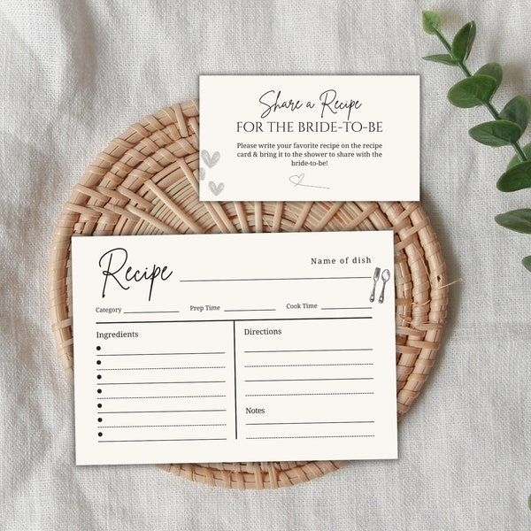 Bridal Shower Recipe Cards - Etsy