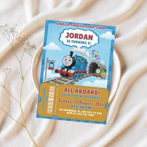 Editable Thomas Train Birthday Invitation, Children’s Birthday Train Theme Invitation, Thomas The Tank Engine Birthday Invitation