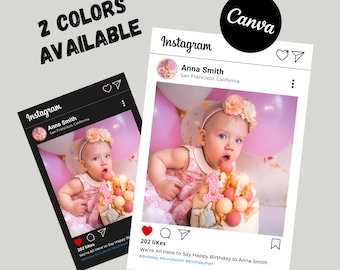 Instagram Selfie Frame: Social Media Photo Booth Prop (Canva Template)