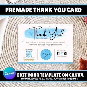 Thank You Card, DIY Marketing Cards Template Design, Package Insert Thank You Cards, Printable Small Business Thank You Card Template