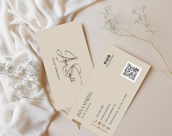 Marketing Sales Business Card, Minimal QR code Business Card, Modern Business Card Template Canva, Chic Business, Editable & Printable Card