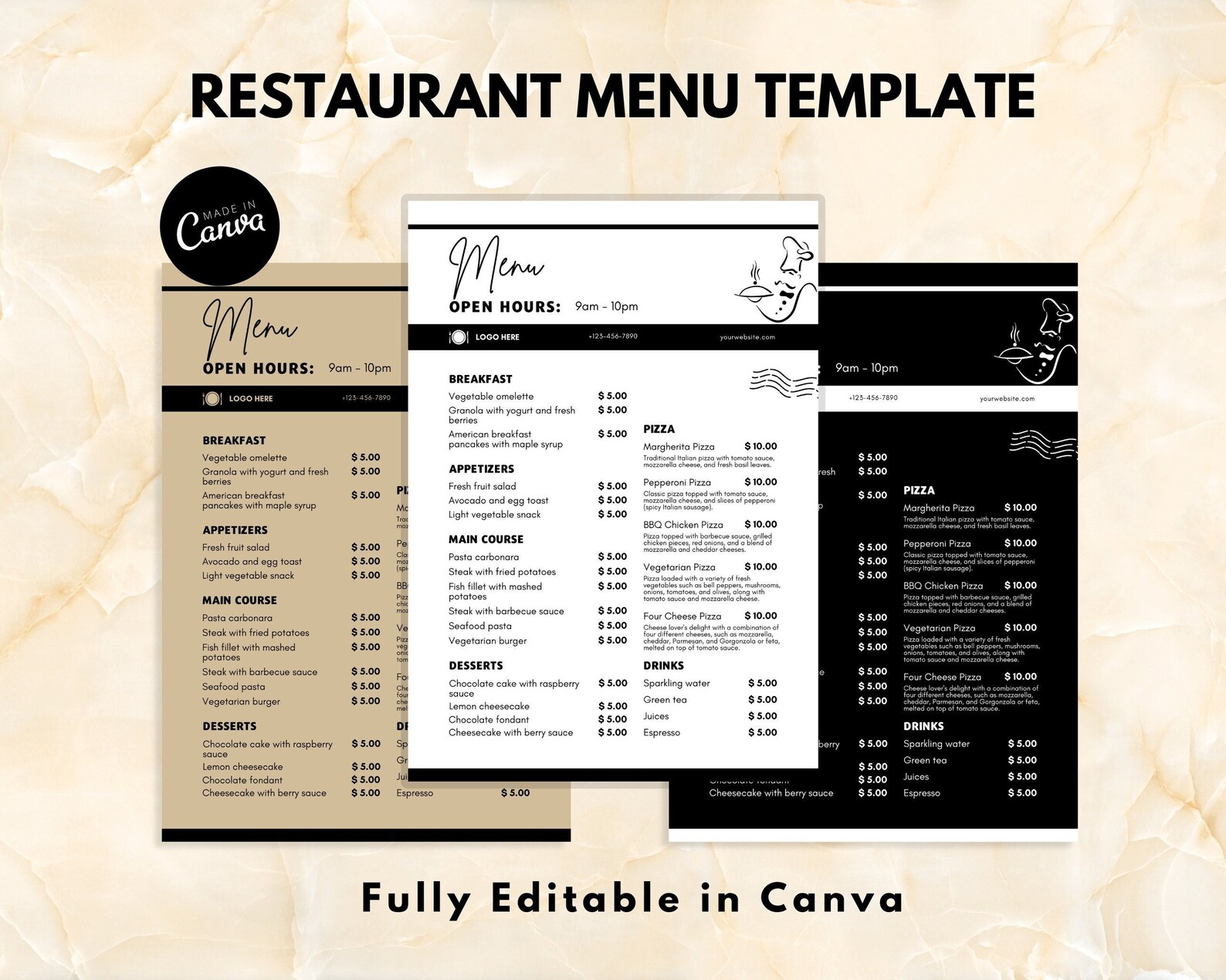 Modern Menu Writing Minimal Restaurant Menu Template, Restaurant Menu Design, Editable ...
