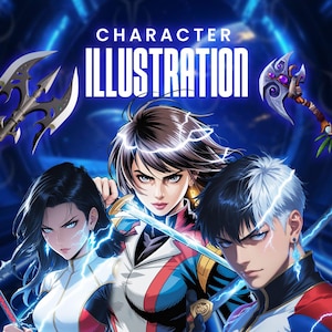 Ilustración de fantasía personalizada / Arte de personajes digitales / Retrato estilo anime / Dibujo de personajes de novela digital / Arte de personajes original