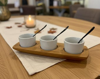 Small serving tray | solid oak | dip bowl | decorative tray | 10 cm x 30 cm x 3 cm | various colors