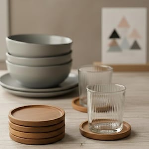 Untersetzer aus Eiche | Massivholz | Geschenk | Gravur "cheers!" | im Set | schlicht | handgefertigt | Glasuntersetzer | Holzuntersetzer