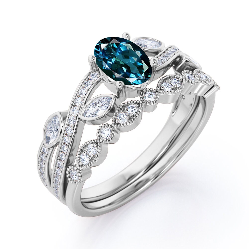 Natural London Blue Topaz Engagement Ring Set 925 Solid Silver London ...