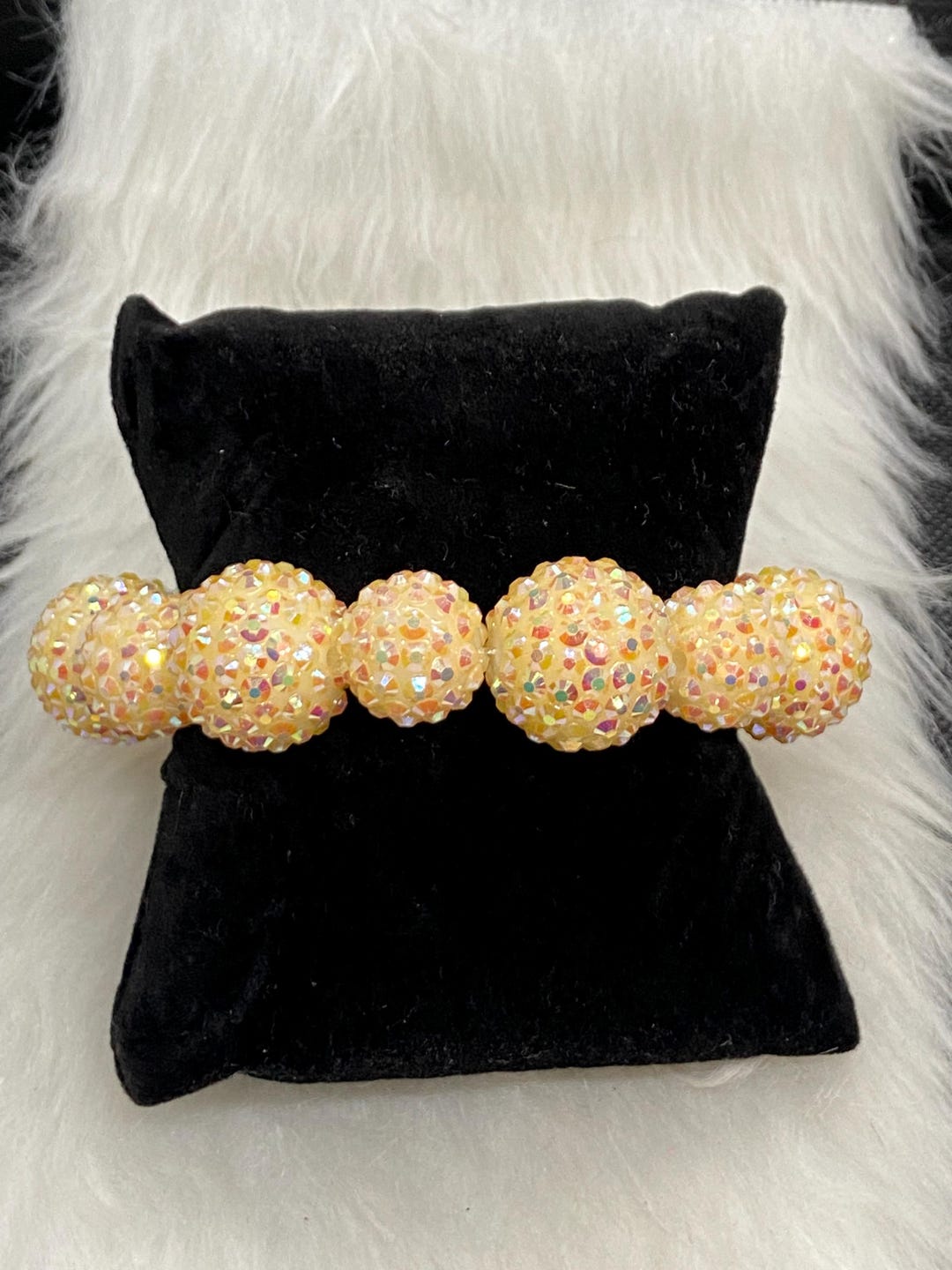 ブレスレット LESS IS MORE cream ball bracelet Disco Ball Bracelet - Cream - Etsy