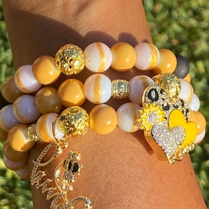 Bee Kind, Sunflower Heart Bracelet Set