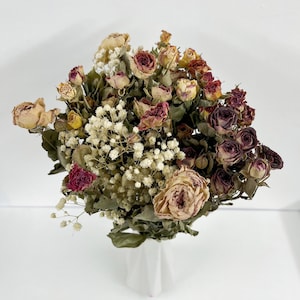 Dried Rose Bouquet: Rustic Vintage Home Decor, Wedding Roses