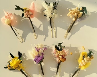 Boho Dried Flower Hair Pins: Floral Wedding Hair Piece
